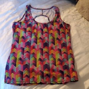Colorful Fabletics tank with an open back design